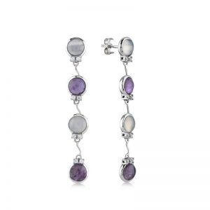 Mavi Mor Renkli Uzun Küpe