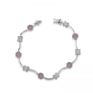 Mavi Pembe Çiçek Bilezik